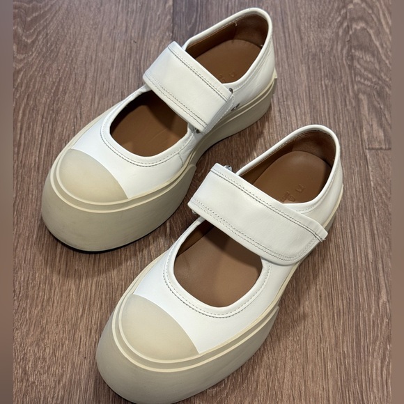 Marni Shoes - Marni White Pablo Mary Jane Ballerina Flats